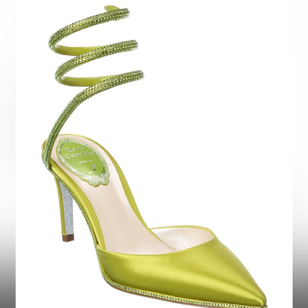 Rene Caovilla Cleo Satin Crystal Pumps